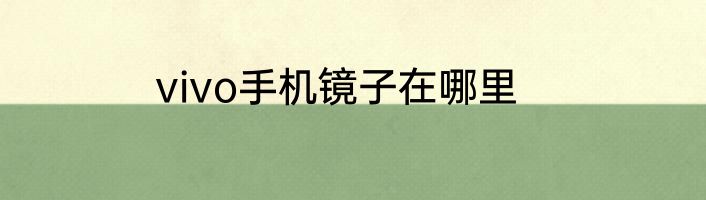 vivo手机镜子在哪里