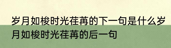岁月如梭时光荏苒的下一句是什么岁月如梭时光荏苒的后一句