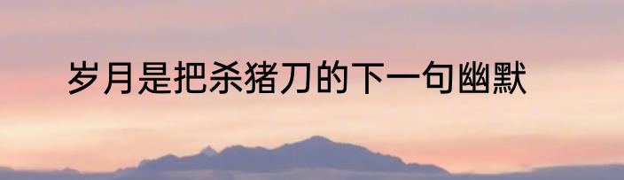 岁月是把杀猪刀的下一句幽默