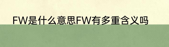 FW是什么意思FW有多重含义吗