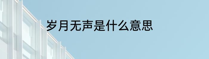 岁月无声是什么意思