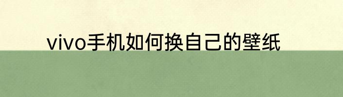 vivo手机如何换自己的壁纸