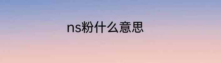 ns粉什么意思