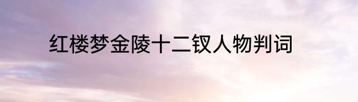 红楼梦金陵十二钗人物判词