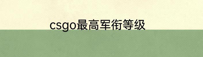 csgo最高军衔等级