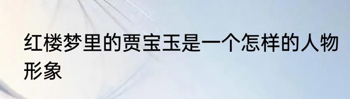 红楼梦里的贾宝玉是一个怎样的人物形象
