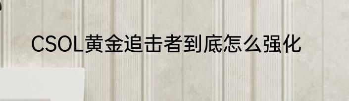 CSOL黄金追击者到底怎么强化