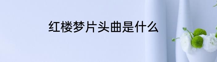 红楼梦片头曲是什么