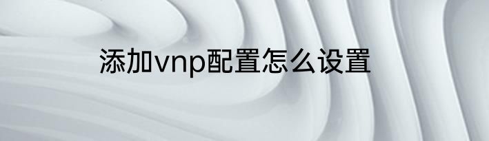 添加vnp配置怎么设置