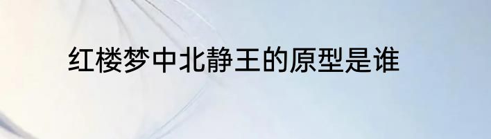 红楼梦中北静王的原型是谁