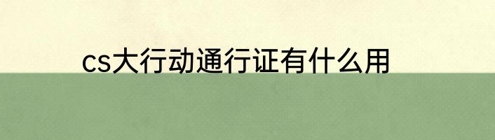 cs大行动通行证有什么用