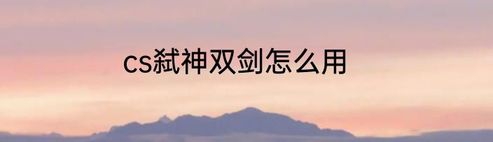 cs弑神双剑怎么用