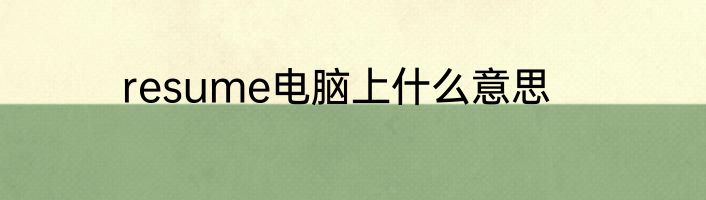 resume电脑上什么意思