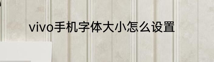 vivo手机字体大小怎么设置