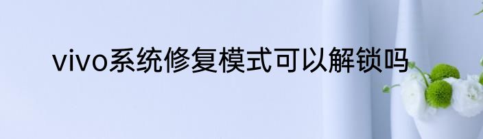 vivo系统修复模式可以解锁吗