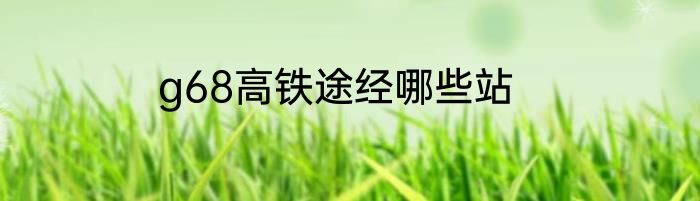 g68高铁途经哪些站