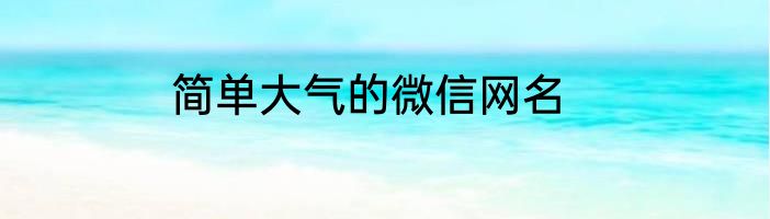 简单大气的微信网名