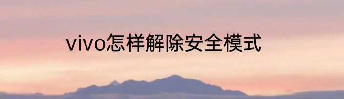 vivo怎样解除安全模式