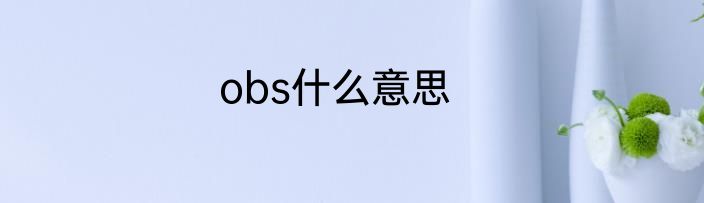 obs什么意思