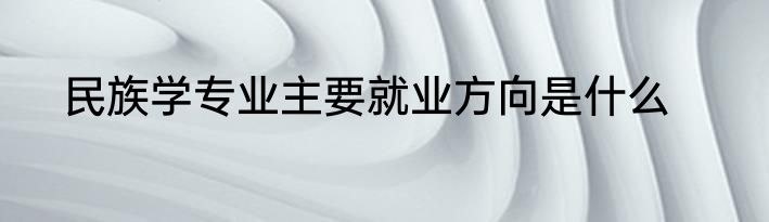 民族学专业主要就业方向是什么