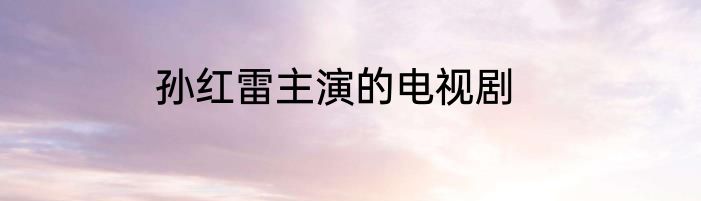 孙红雷主演的电视剧