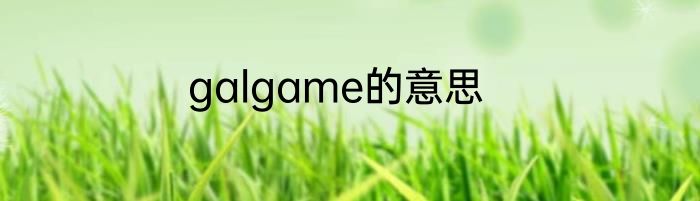galgame的意思