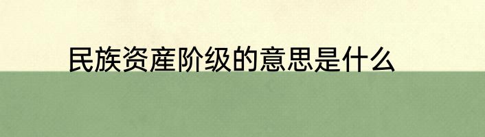 民族资産阶级的意思是什么