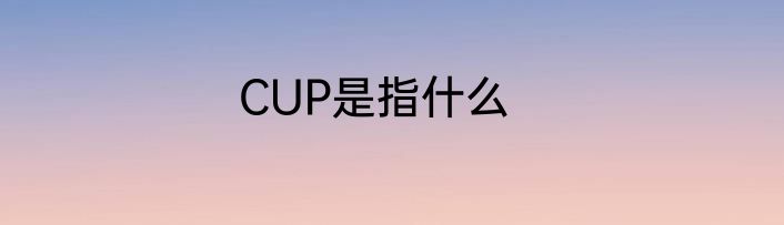 CUP是指什么