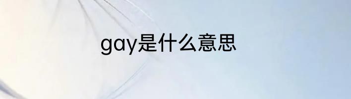 gay是什么意思