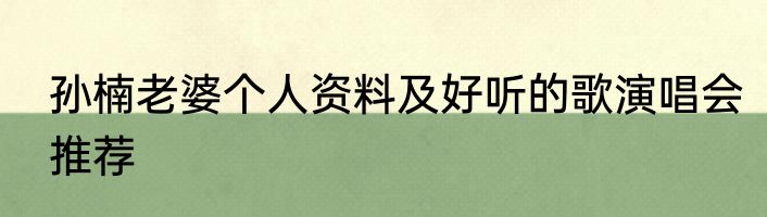 孙楠老婆个人资料及好听的歌演唱会推荐