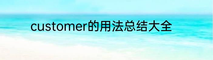customer的用法总结大全