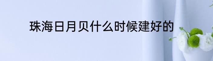 珠海日月贝什么时候建好的