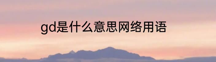 gd是什么意思网络用语