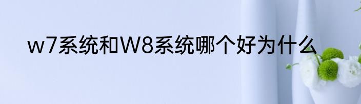 w7系统和W8系统哪个好为什么