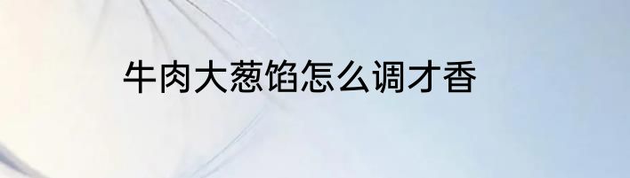 牛肉大葱馅怎么调才香