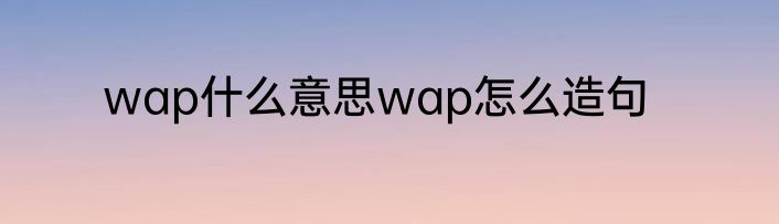 wap什么意思wap怎么造句