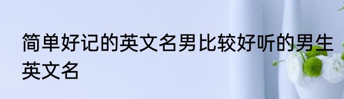 简单好记的英文名男比较好听的男生英文名