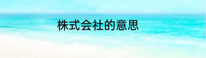 株式会社的意思