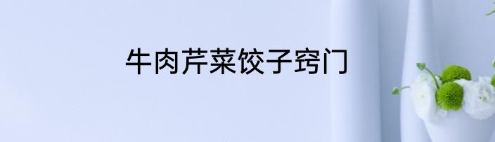 牛肉芹菜饺子窍门