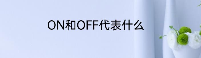 ON和OFF代表什么