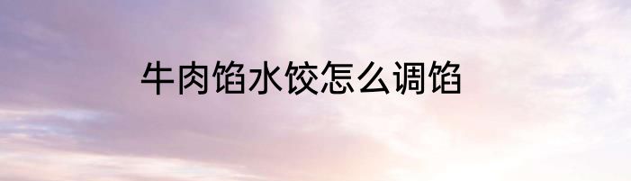 牛肉馅水饺怎么调馅
