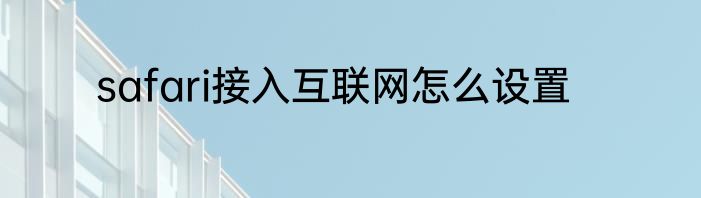 safari接入互联网怎么设置
