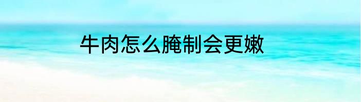 牛肉怎么腌制会更嫩