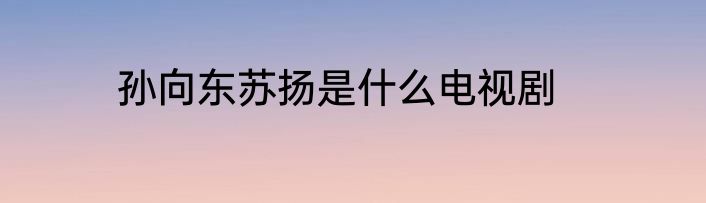 孙向东苏扬是什么电视剧