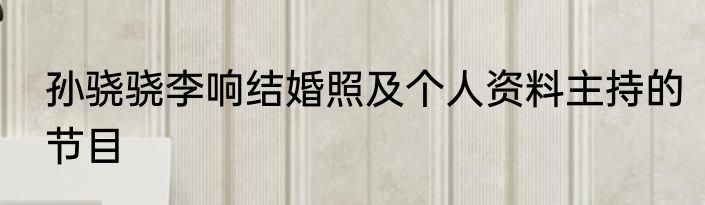 孙骁骁李响结婚照及个人资料主持的节目