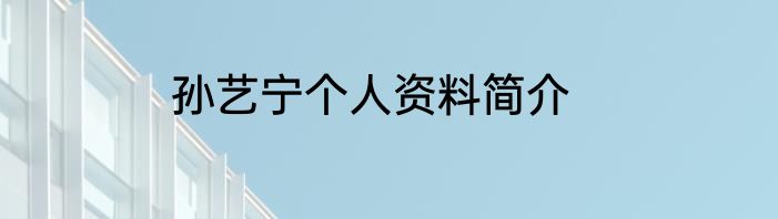 孙艺宁个人资料简介