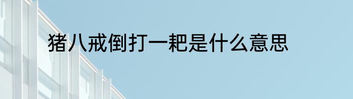 猪八戒倒打一耙是什么意思