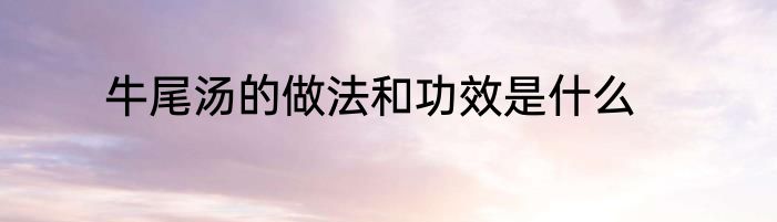 牛尾汤的做法和功效是什么