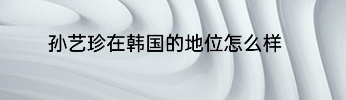 孙艺珍在韩国的地位怎么样