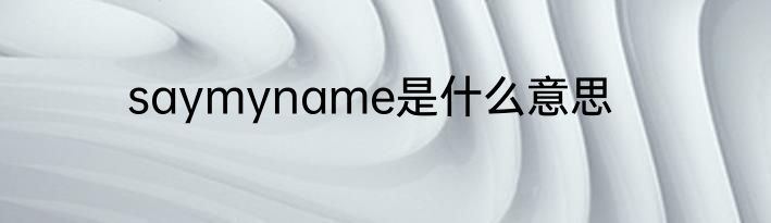 saymyname是什么意思